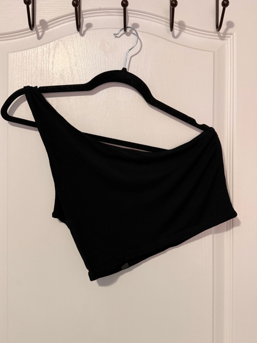 Asymmetrical One-Shoulder Black Crop Top